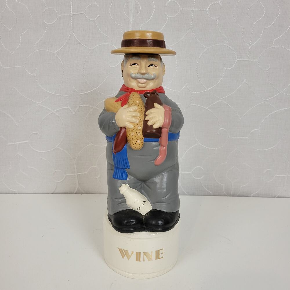 Vintage‎ Hand Painted Alberta's Ceramic Italian Man Wine Liquor Decanter 12"
